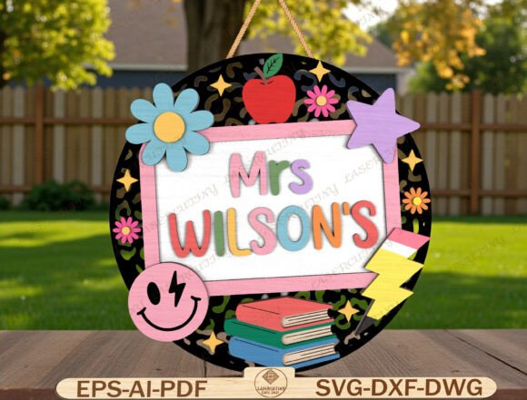 Colorful Classroom Door Hanger Laser Cut Design