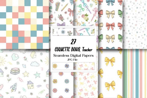 COQUETTE BOWS, Teacher Seamless Pattern: A Strategic Asset for Educational Branding and Design