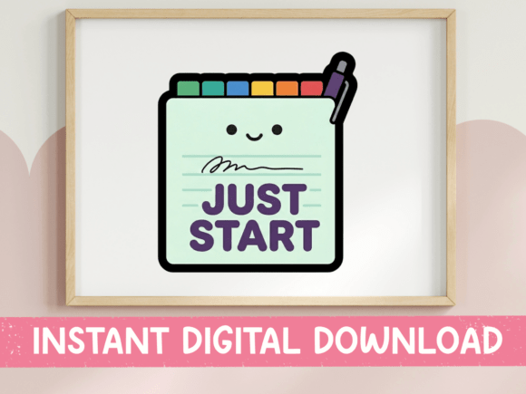 Overcoming the Procrastination Paradox with Just Start Kawaii Notepad Sticker Design