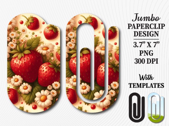 Red Strawberry Floral Jumbo Paperclip Design