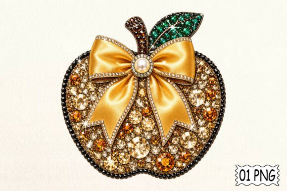 Rhinestone Apple PNG: Elevate Your School Designs