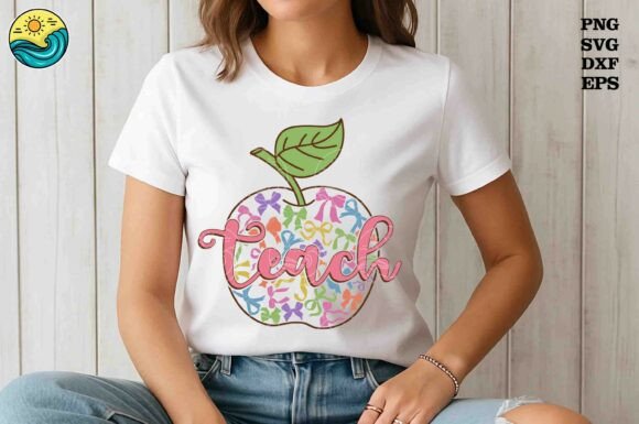 Teach Apple Bow Pattern PNG for Teachers