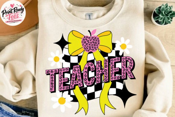 Teacher Leopard Bow Checkered PNG: A Bold Graphic for Modern Educators