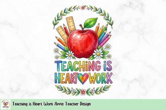 Teaching is Heart Work Apple Teacher Design