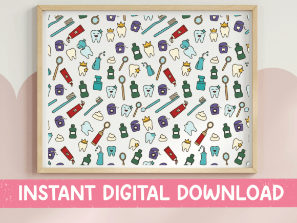 Tooth Brush Doodle Pattern SVG PNG for Kids