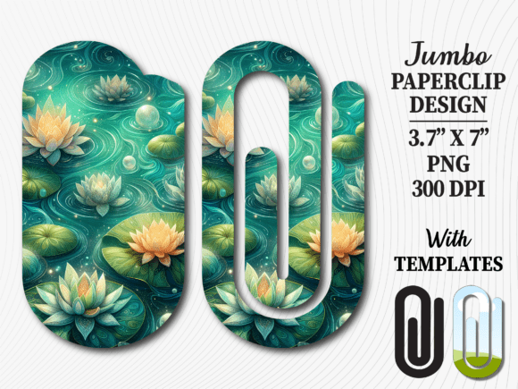 Water Lily Lotus Floral Jumbo Paperclip: A Versatile Digital Asset for Creative Professionals